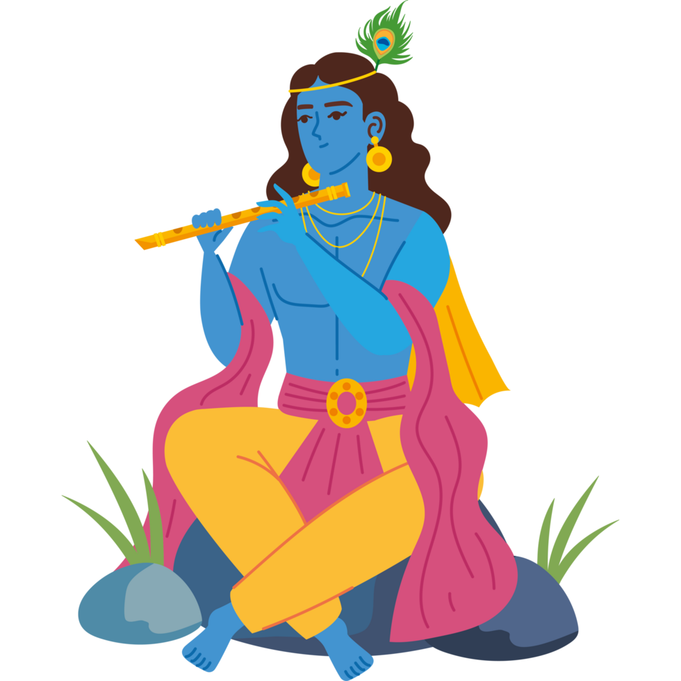 cute krishna playing flute png