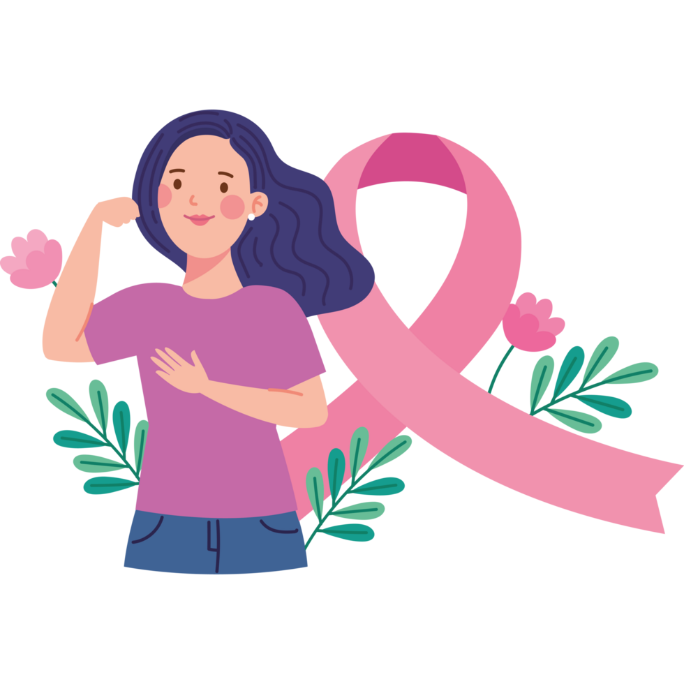 breast cancer awareness month female with ribbon png