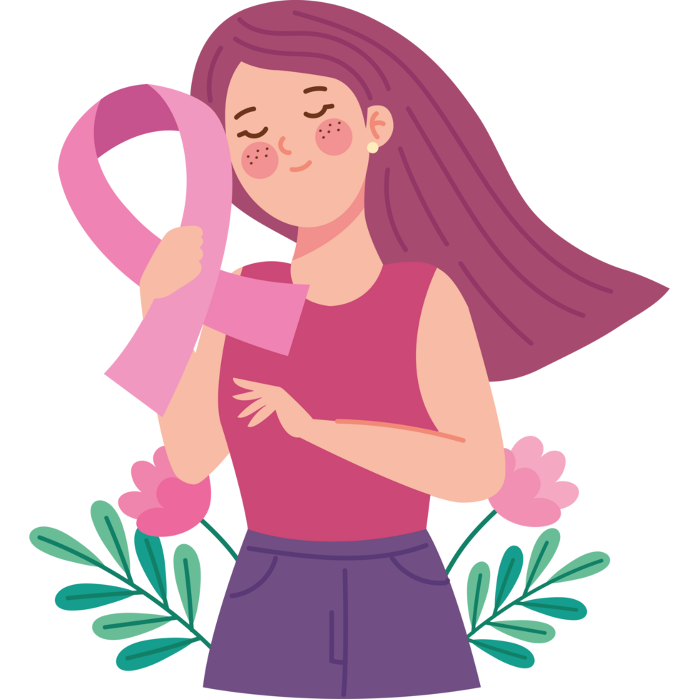 young woman and pink ribbon png