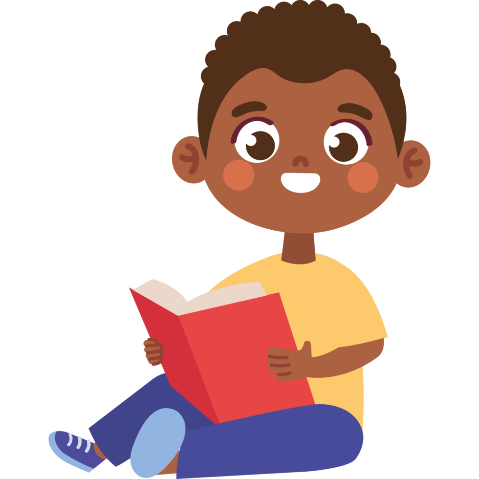 little boy reading a book png