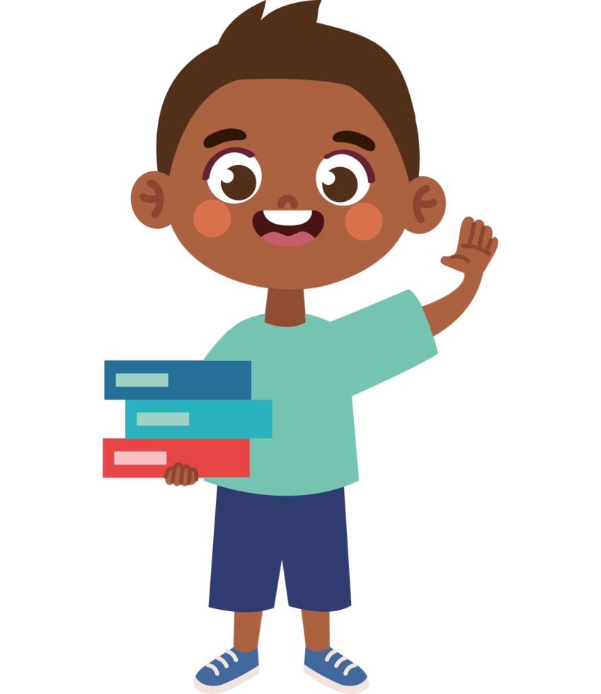 cartoon little boy reading book png