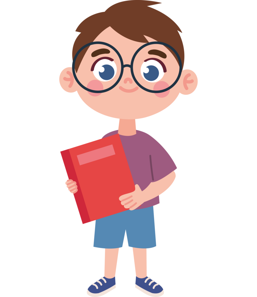 cute boy reading a book png