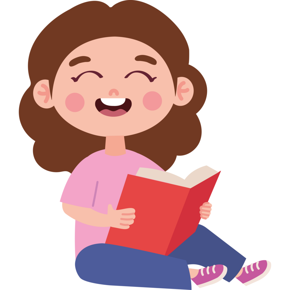 girl sitting and reading book png