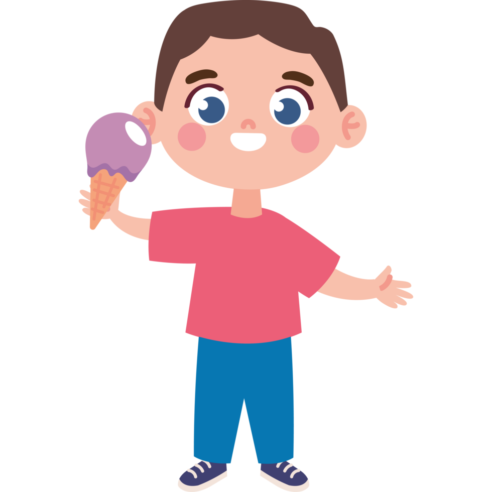 cartoon boy eating ice cream png