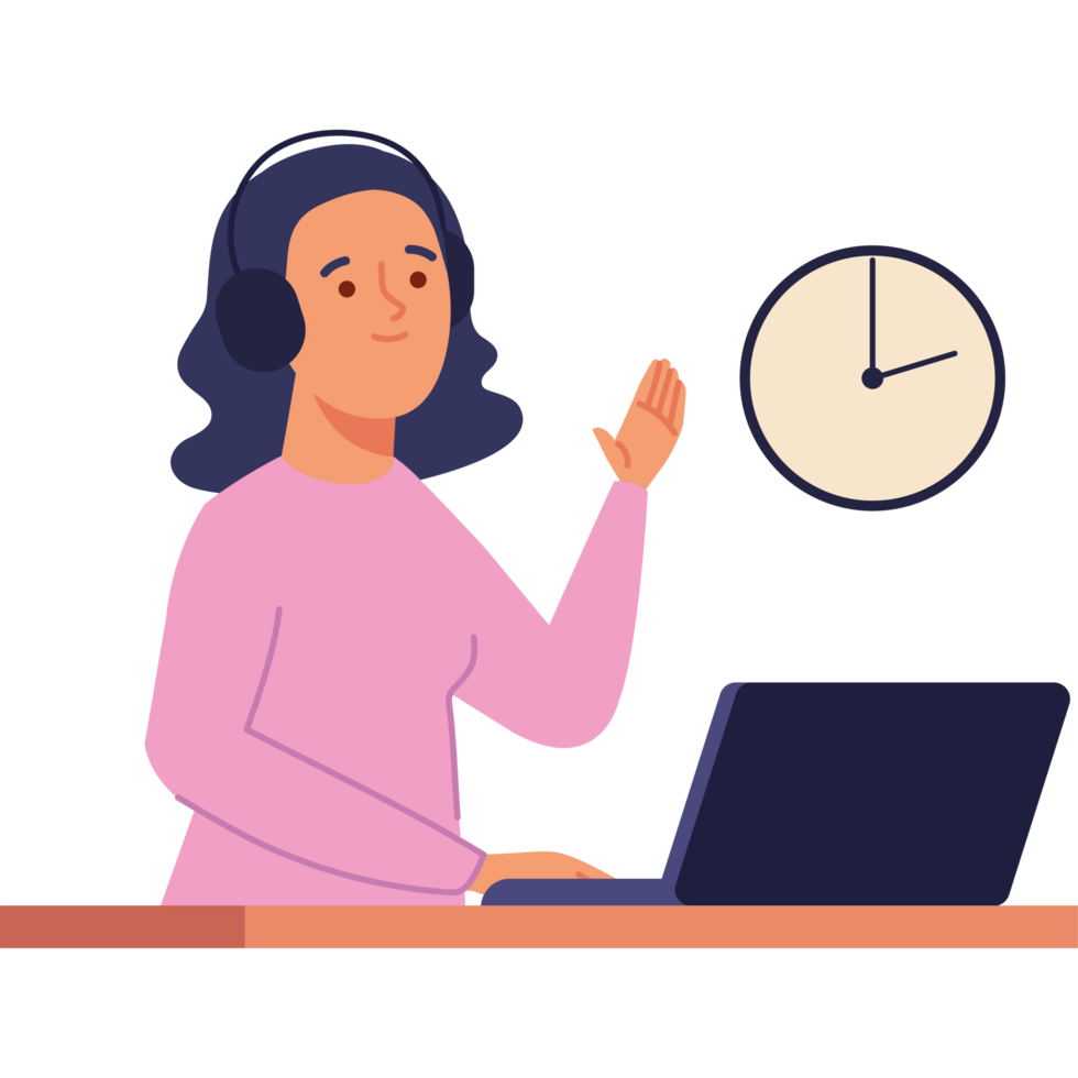 woman work from home with laptop png