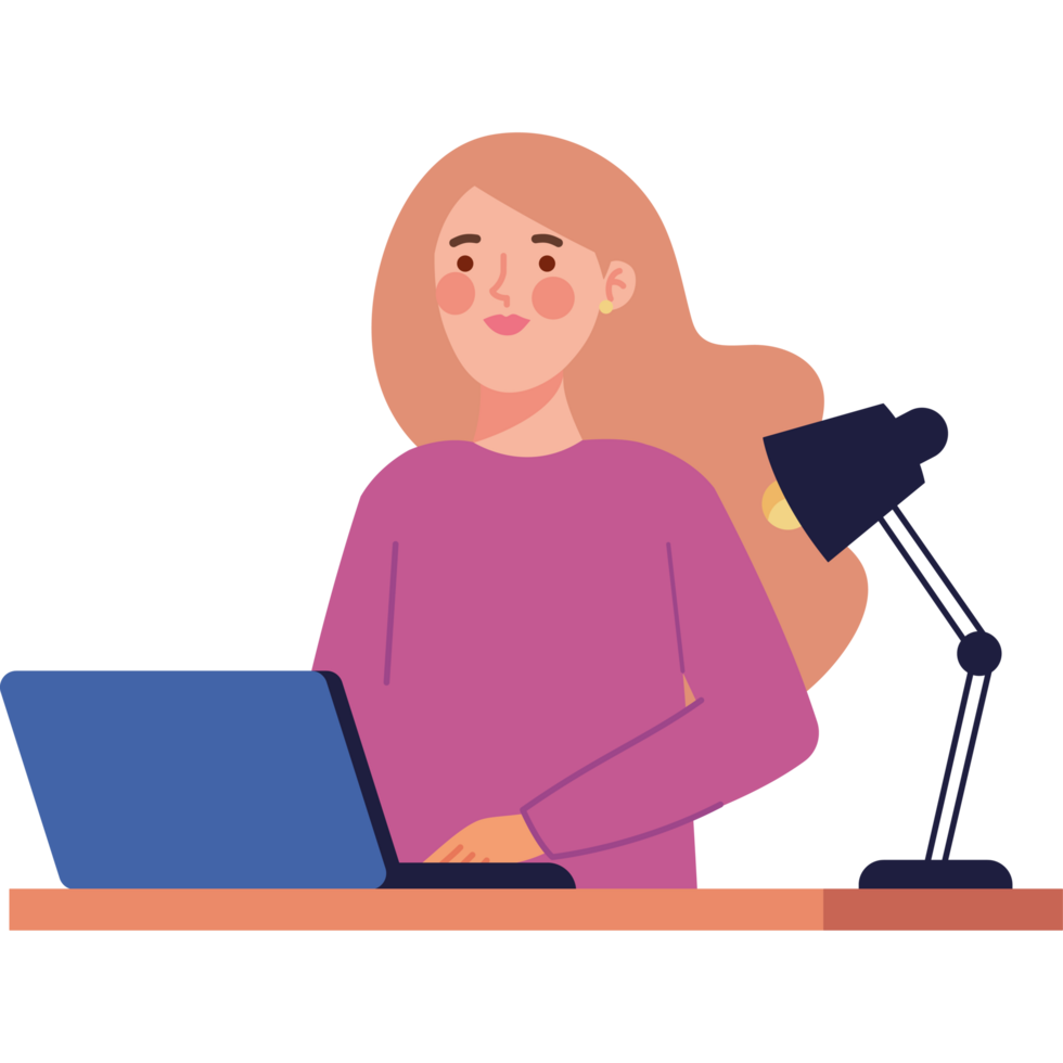 young woman typing in work from home png