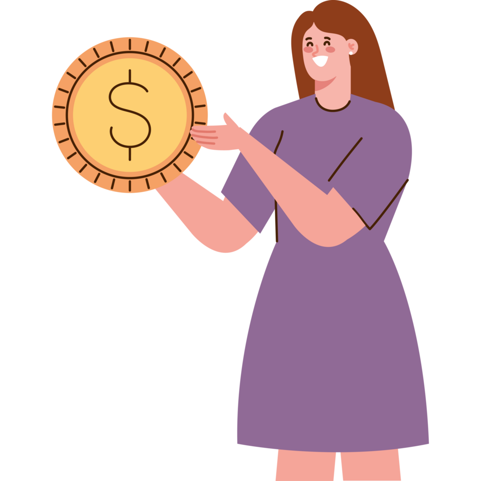 woman with dollar coin png