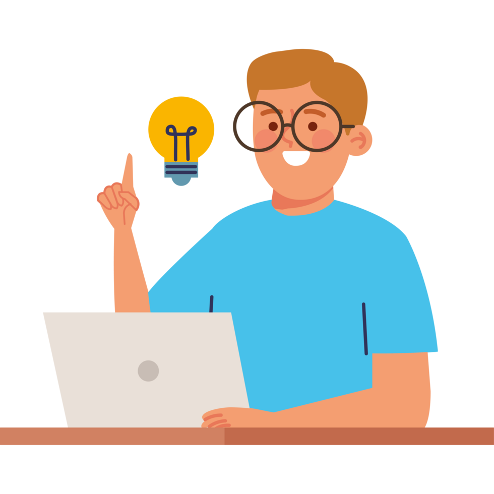 guy studying with laptop png