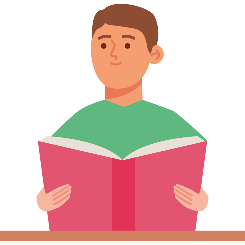 boy reading a book png