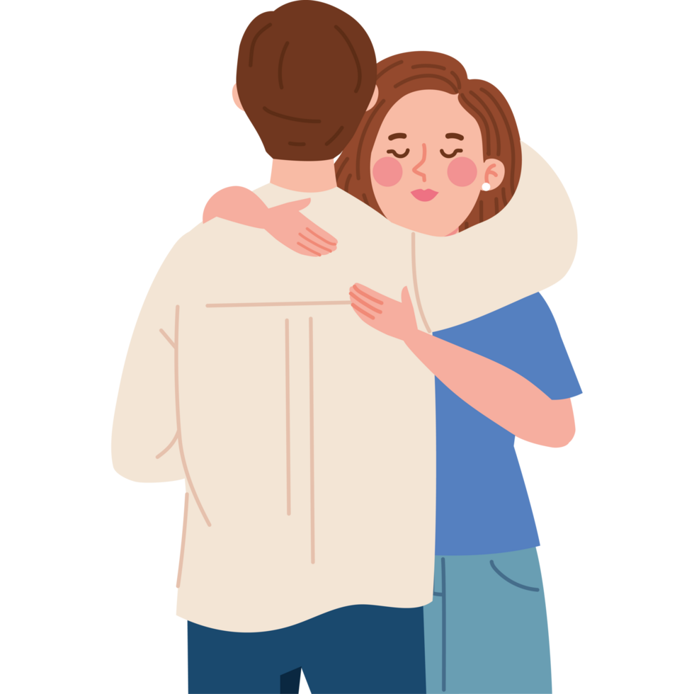 happy couple hugging characters png