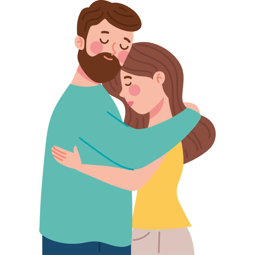 cartoon couple hugging png