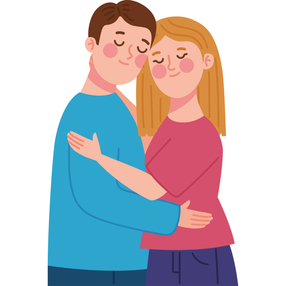 couple hugging characters png
