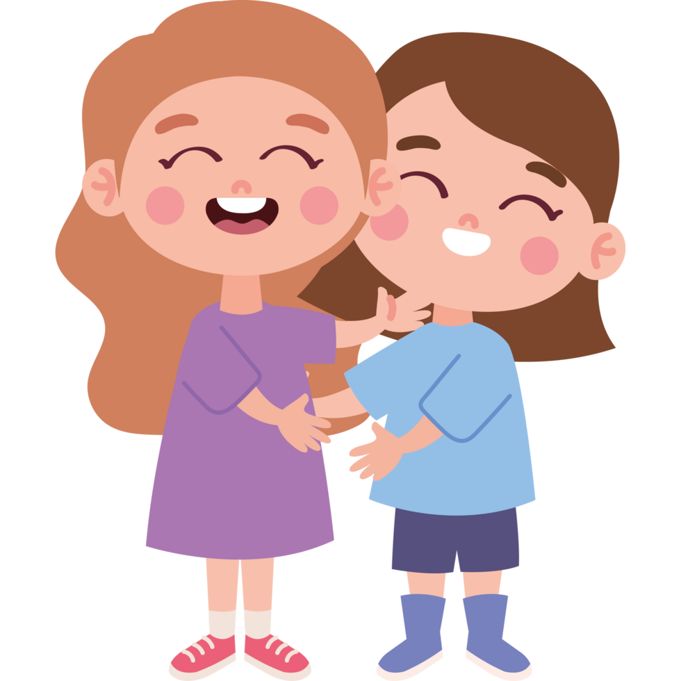 little girls characters hugging png