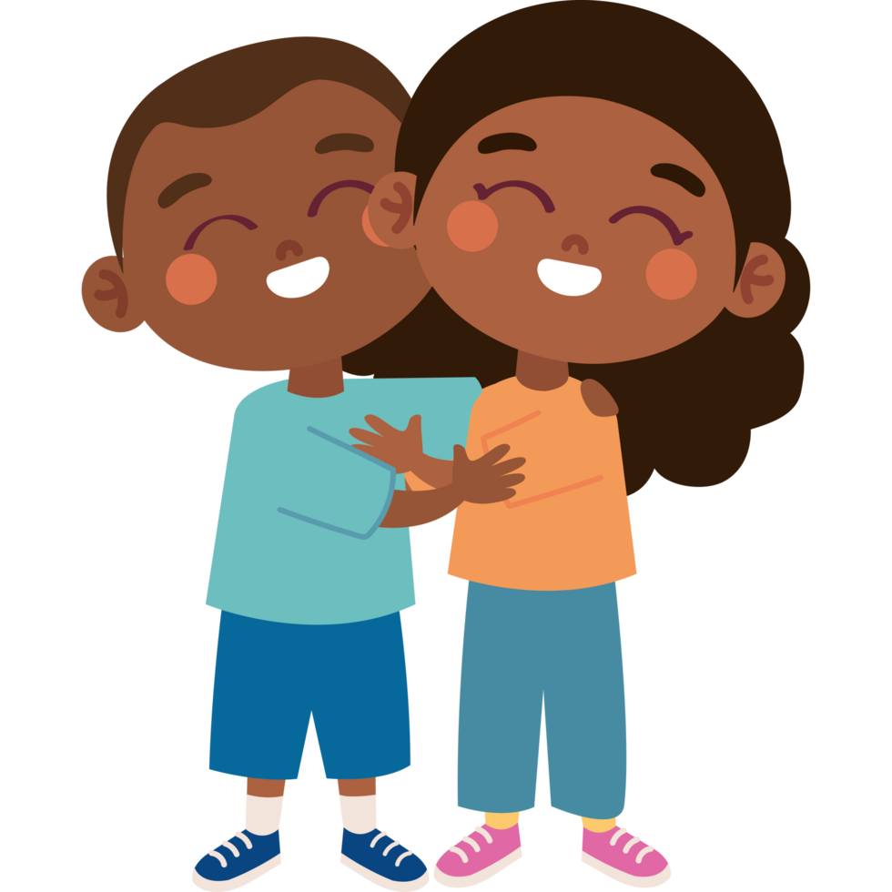 cartoon childrens characters hugging png