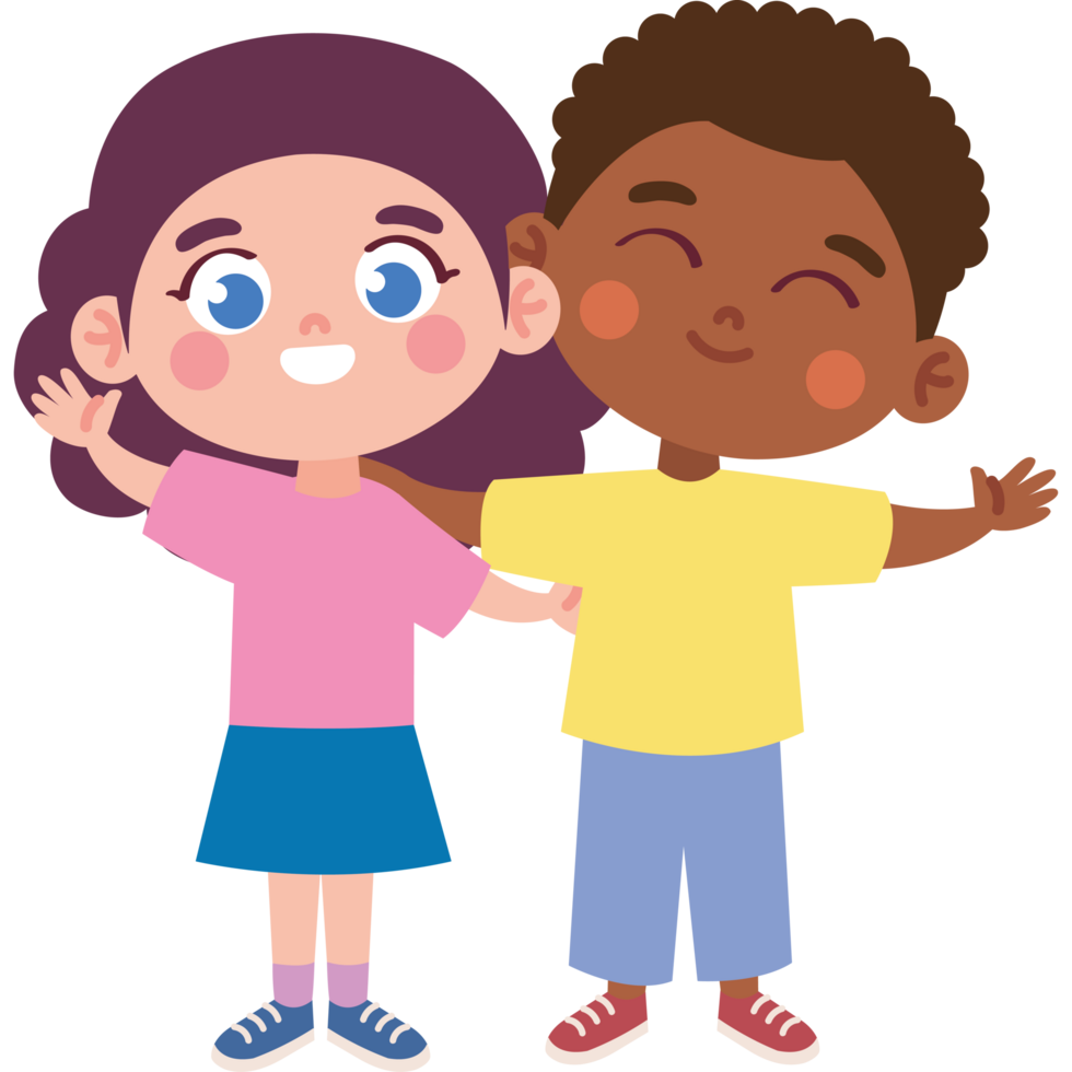 cute childrens characters hugging png