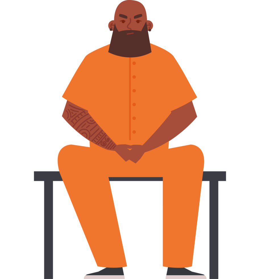 man criminal sits in prison png