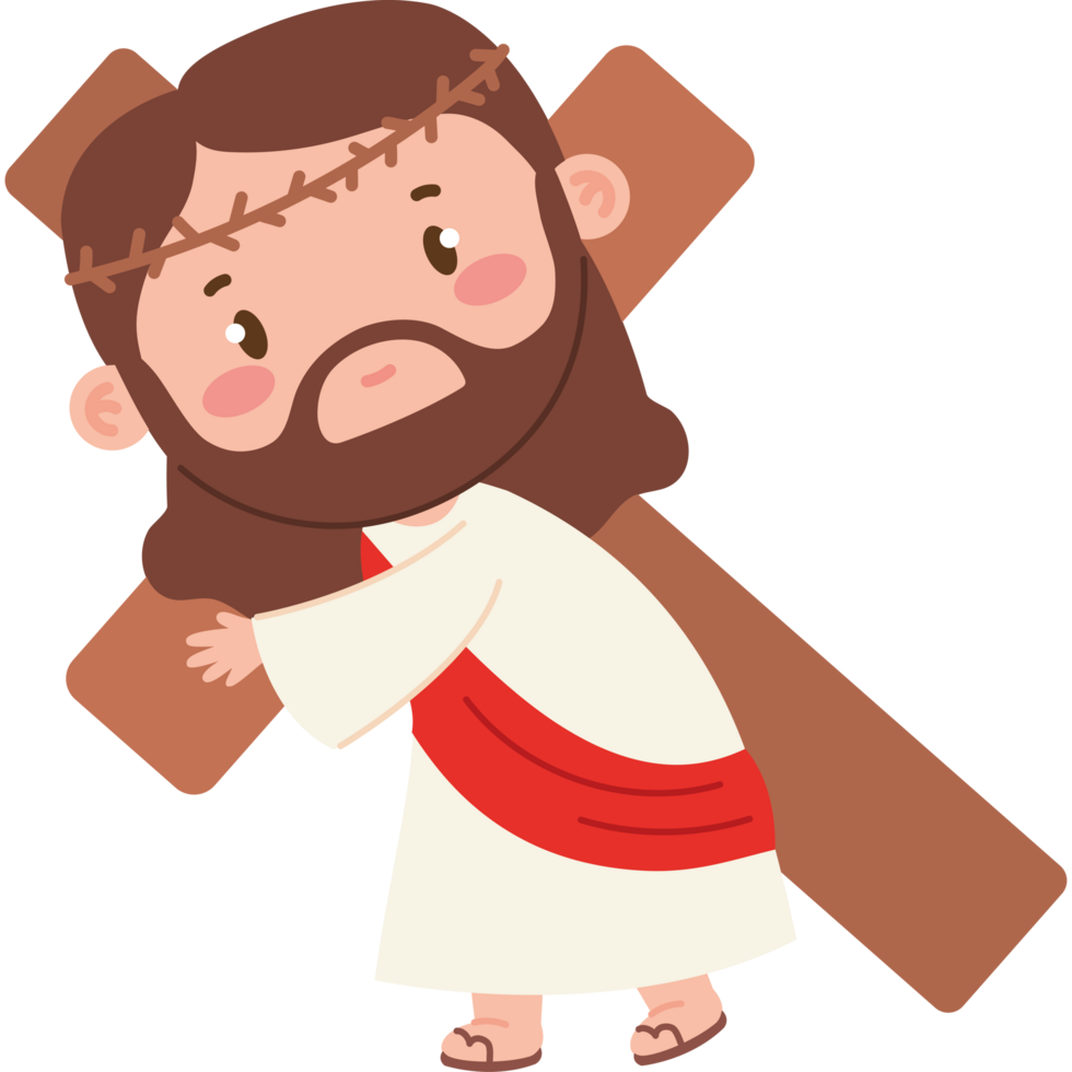 cute jesus carrying cross png