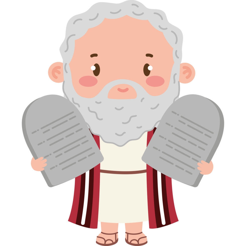 cute moses bible character with ten commandments png