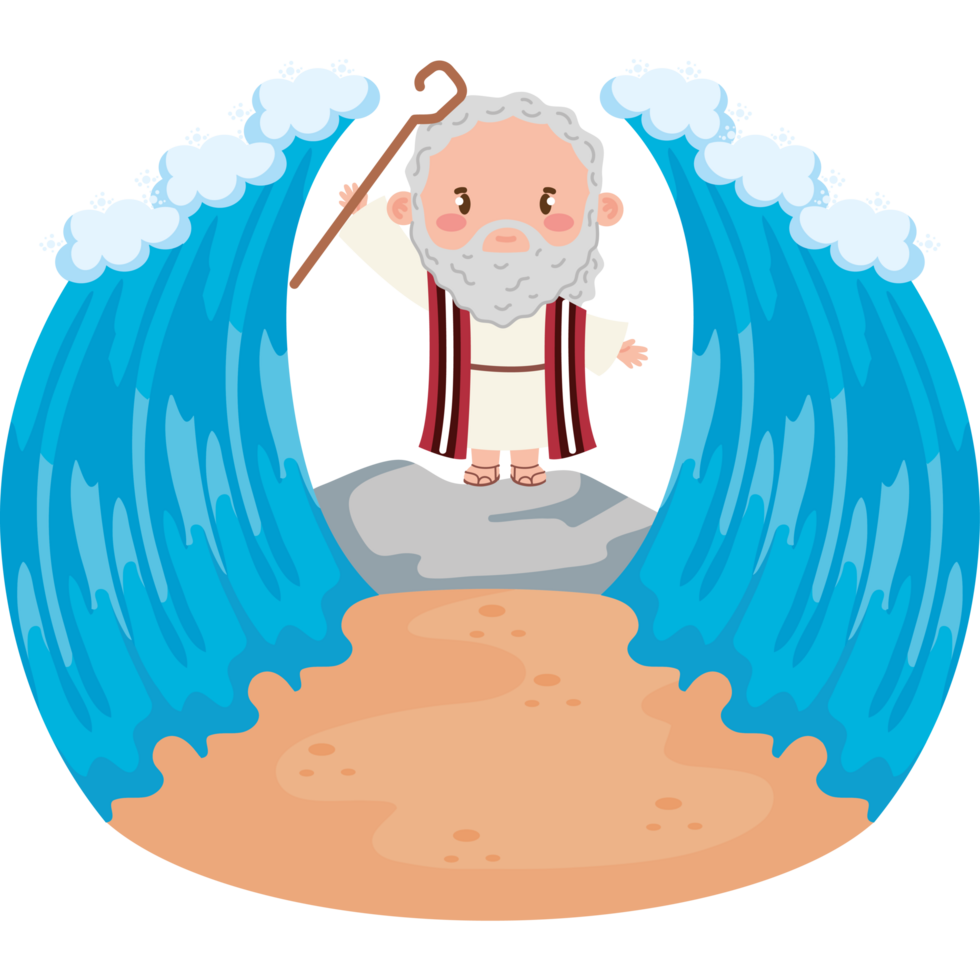 happy cute moses parting red sea png