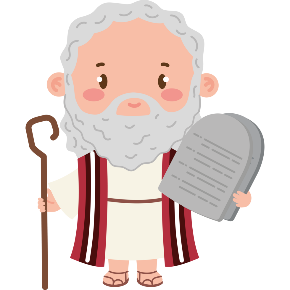 cute moses holding ten commandments png