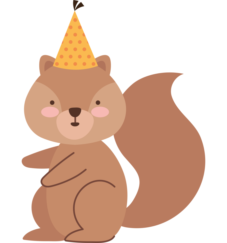 cute squirrel with birthday hat png