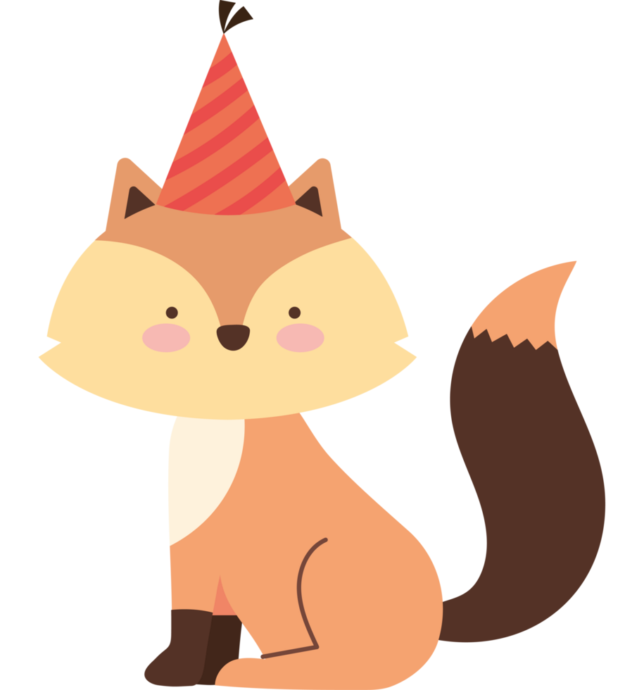 cute fox with birthday hat png