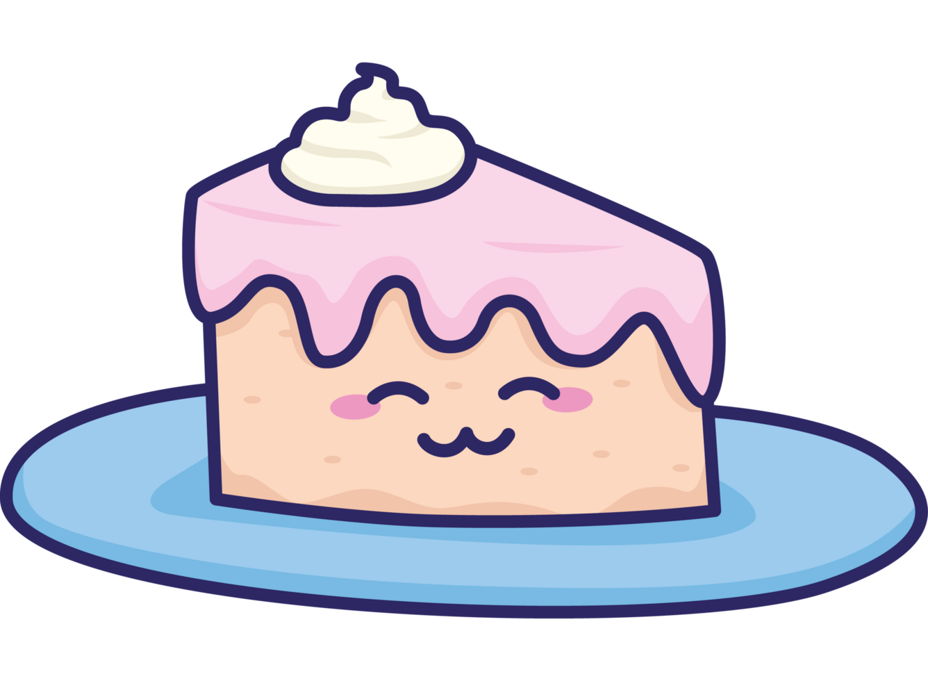 kawaii birthday slice cake cartoon png