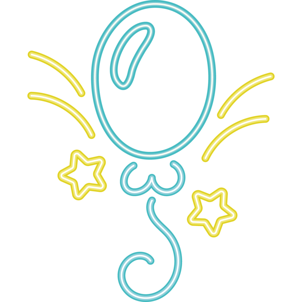 bright birthday balloons neon party png