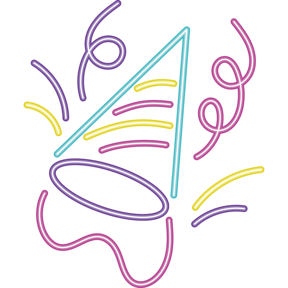glowing neon party hat birthday png
