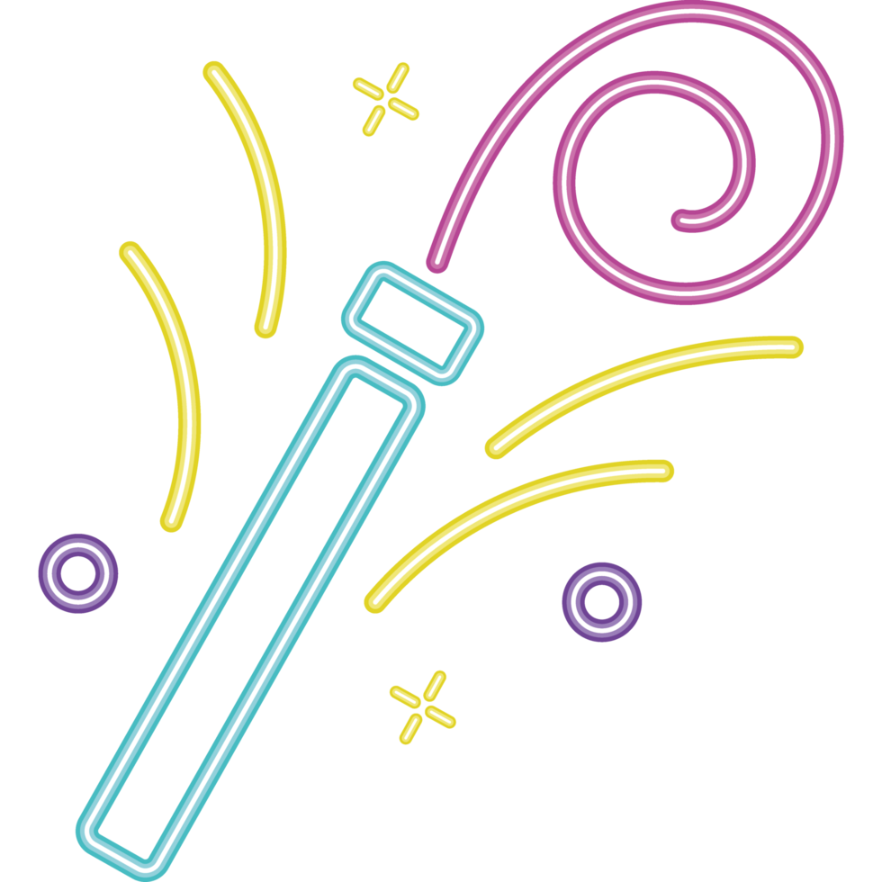 birthday party horn blowout neon png