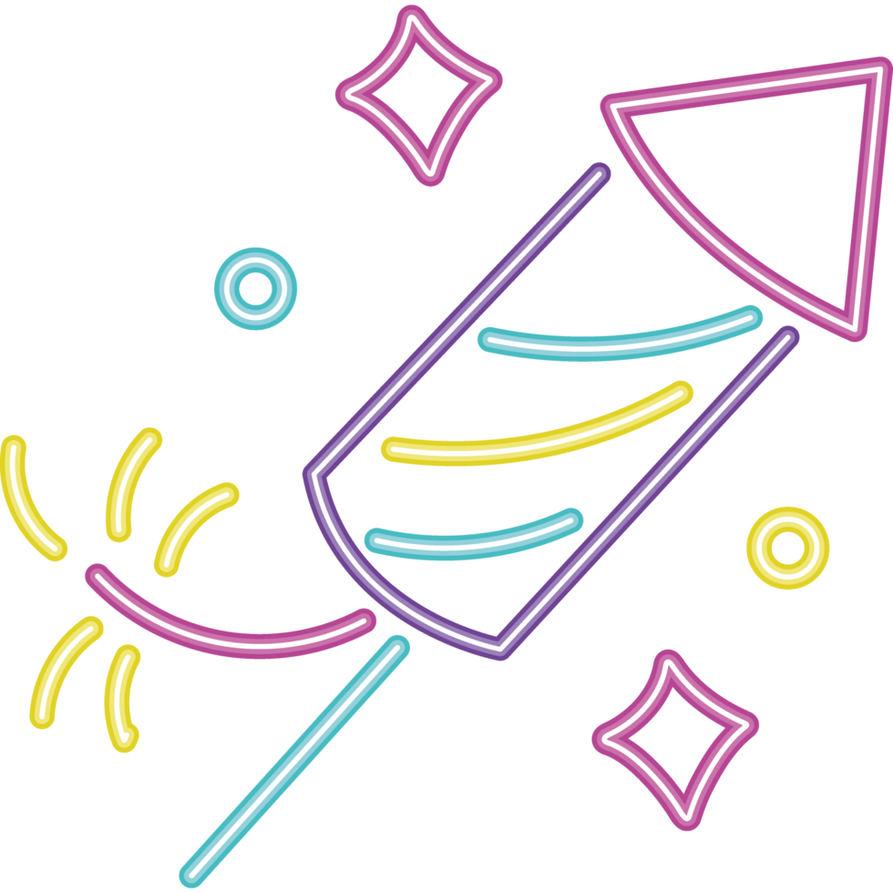 fireworks neon glow birthday party png