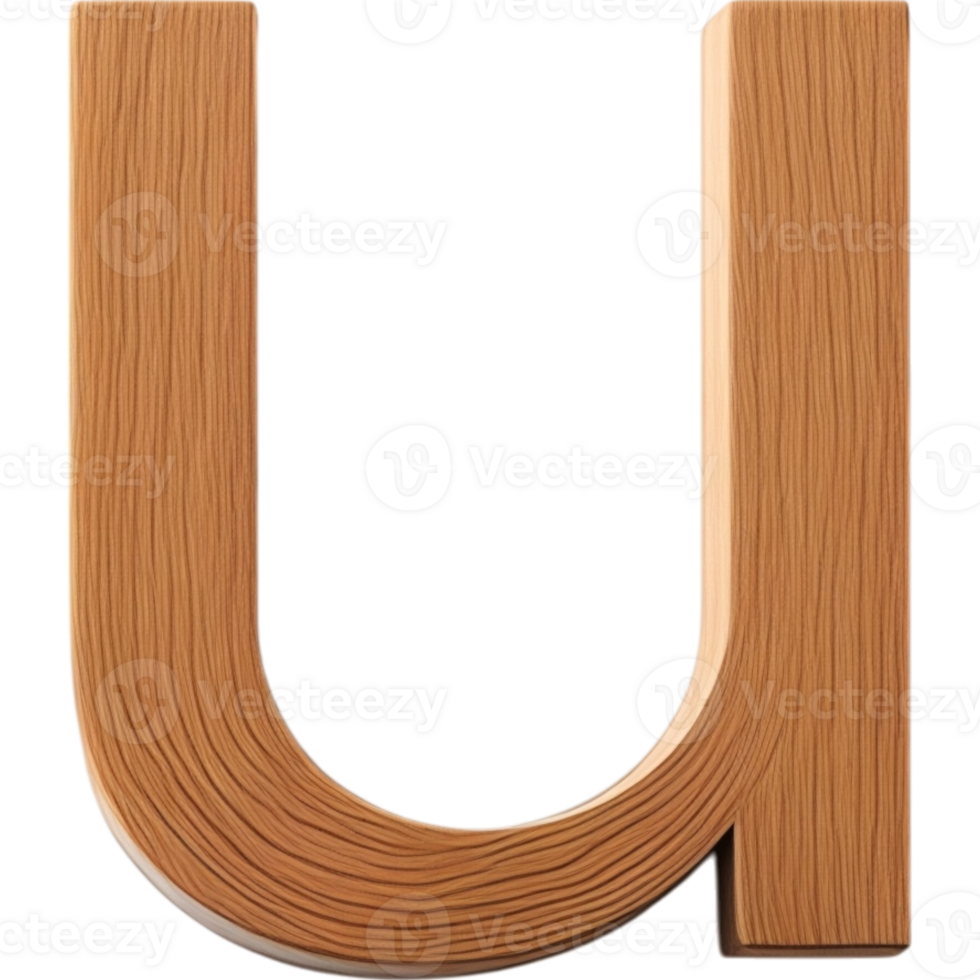 Smooth Light Brown Wooden Capital U png