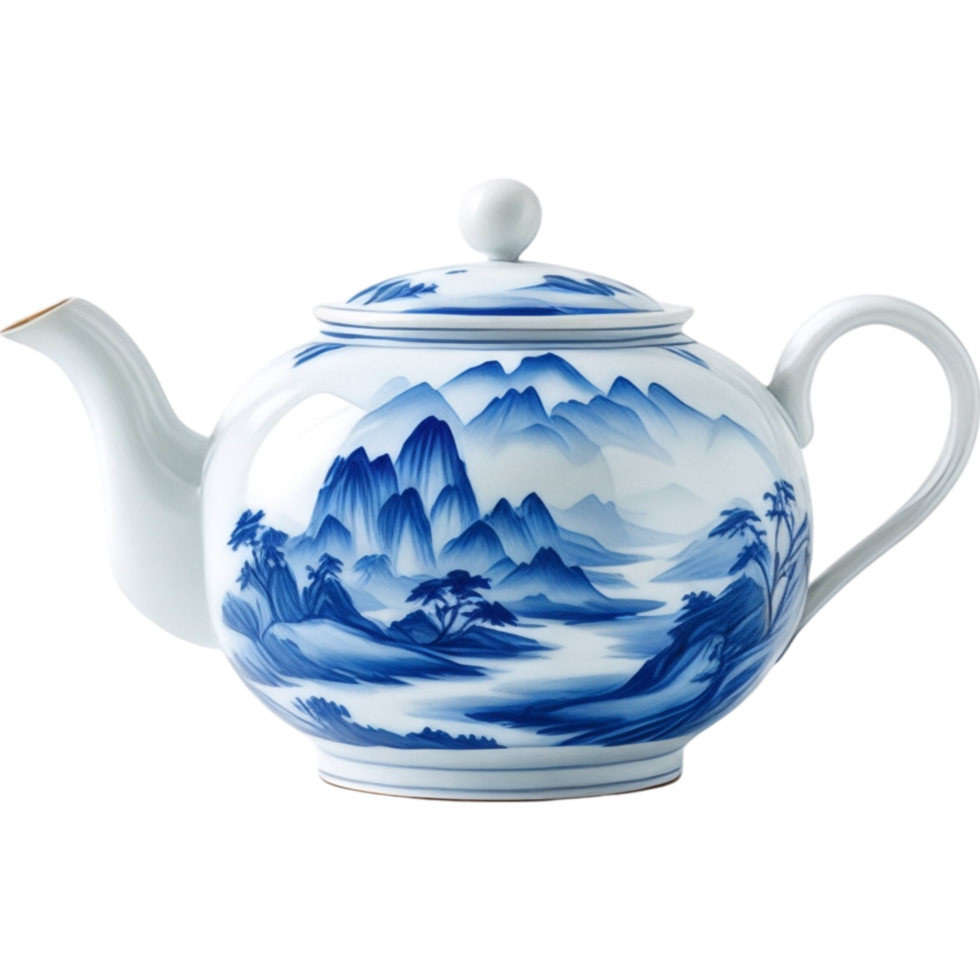 Blue and White Chinese Porcelain Teapot png