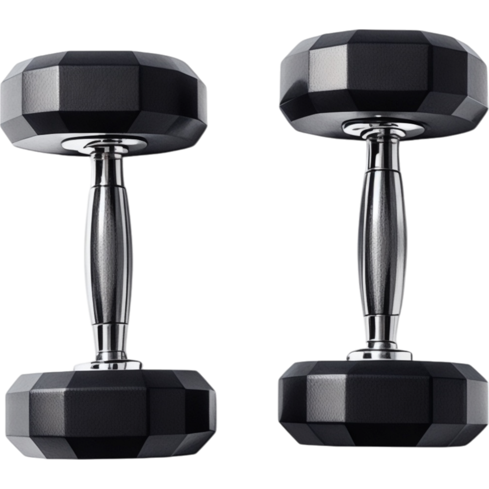 Pair of Black Hexagonal Dumbbells png