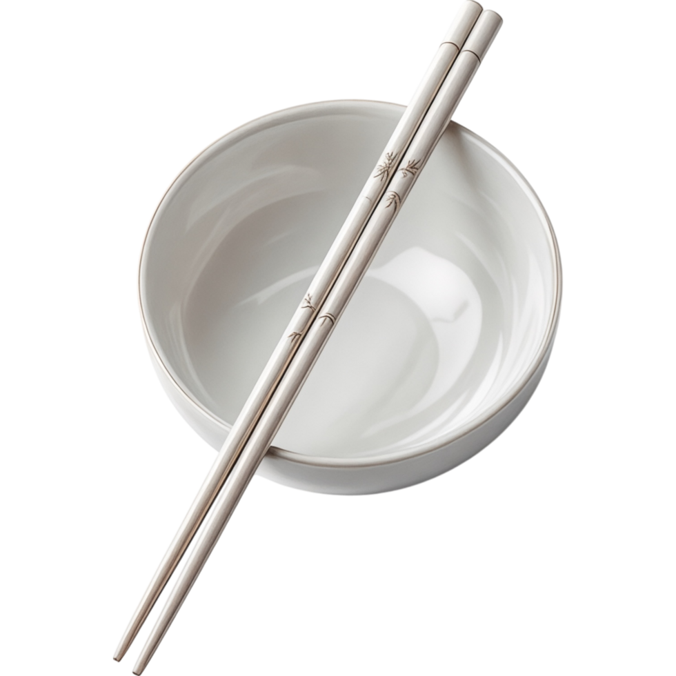 Empty White Bowl with Chopsticks png