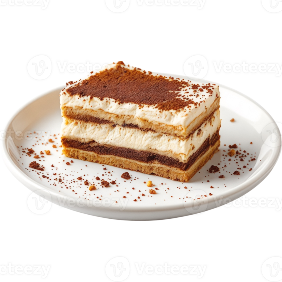Elegant Tiramisu Slice on a Plate png