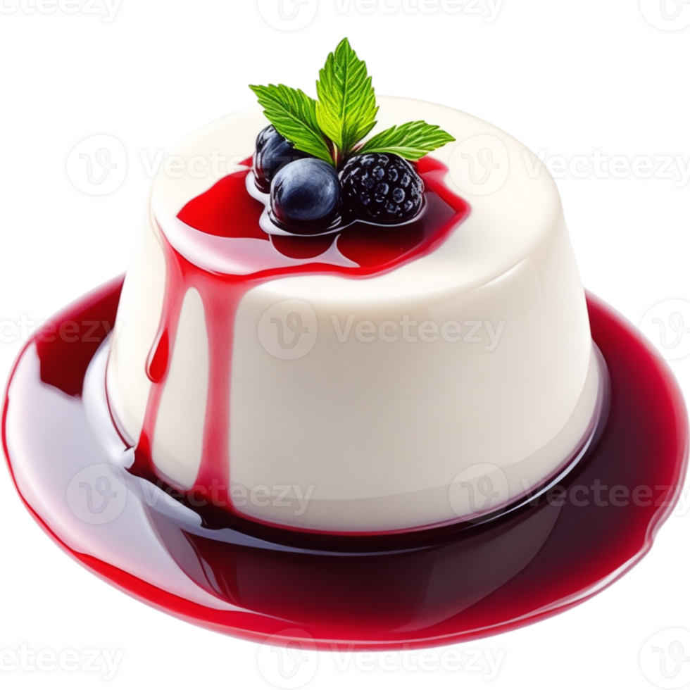 Panna Cotta with a Rich Berry Reduction png
