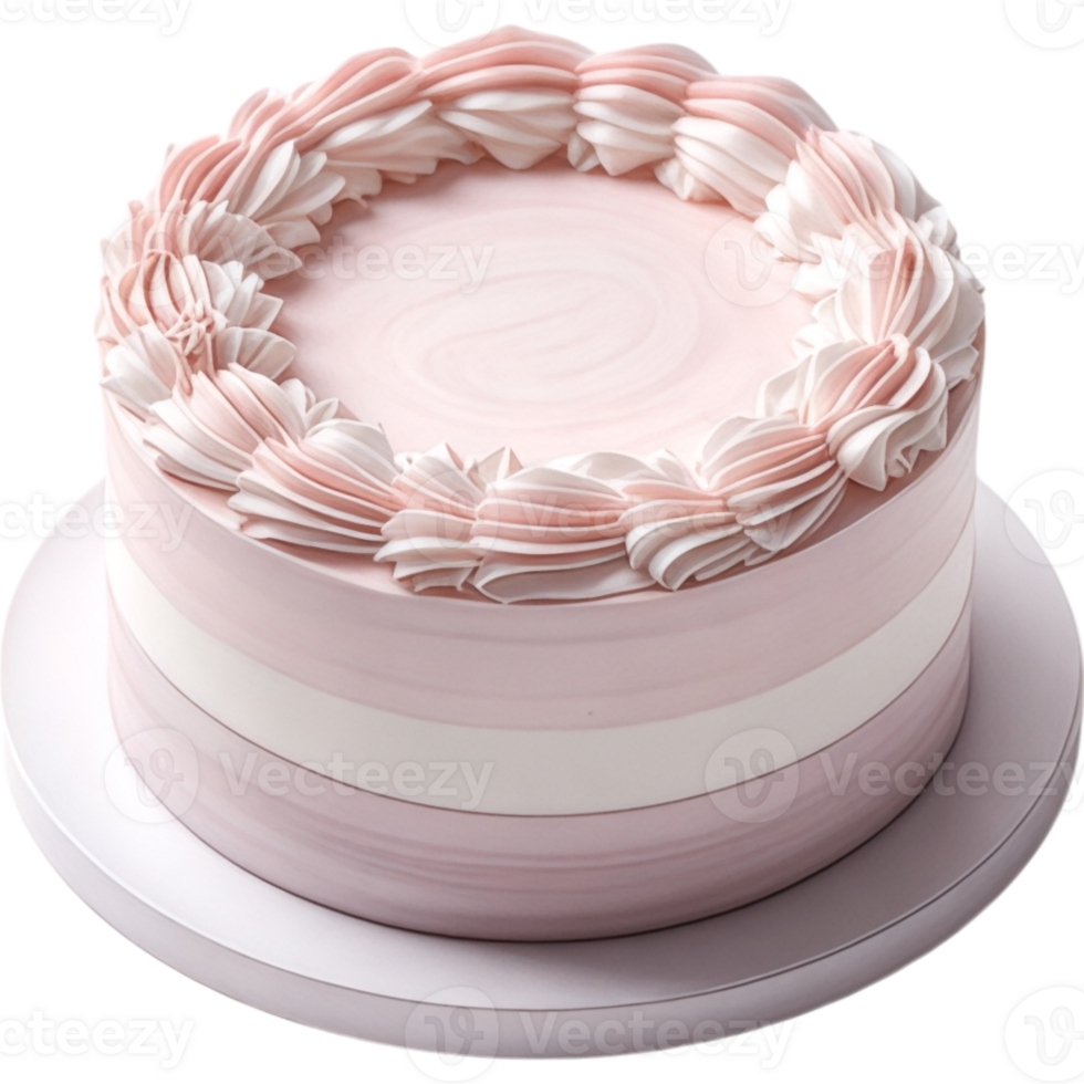 Two Layered Cake with Pink Buttercream and White Base png