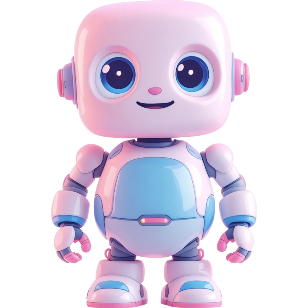 Lavender Robot Figurine with Rounded Features and Antenna png