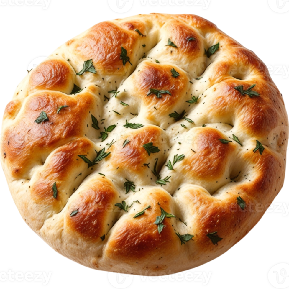 Square Focaccia Bread with Garlic and Herb Topping png
