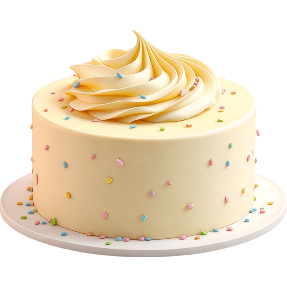 Light Yellow Cake with Creamy Frosting and Golden Topping png