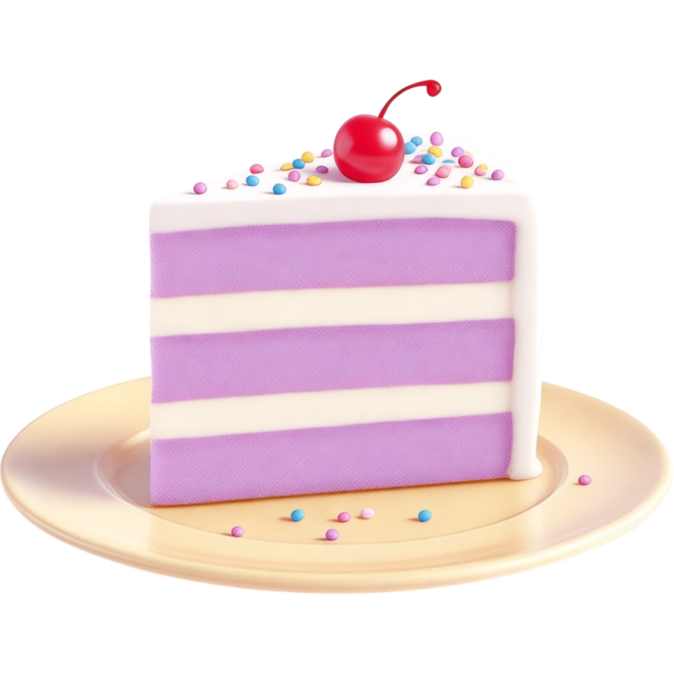 Pastel Pink and White Layered Cake with Cherry Topping png
