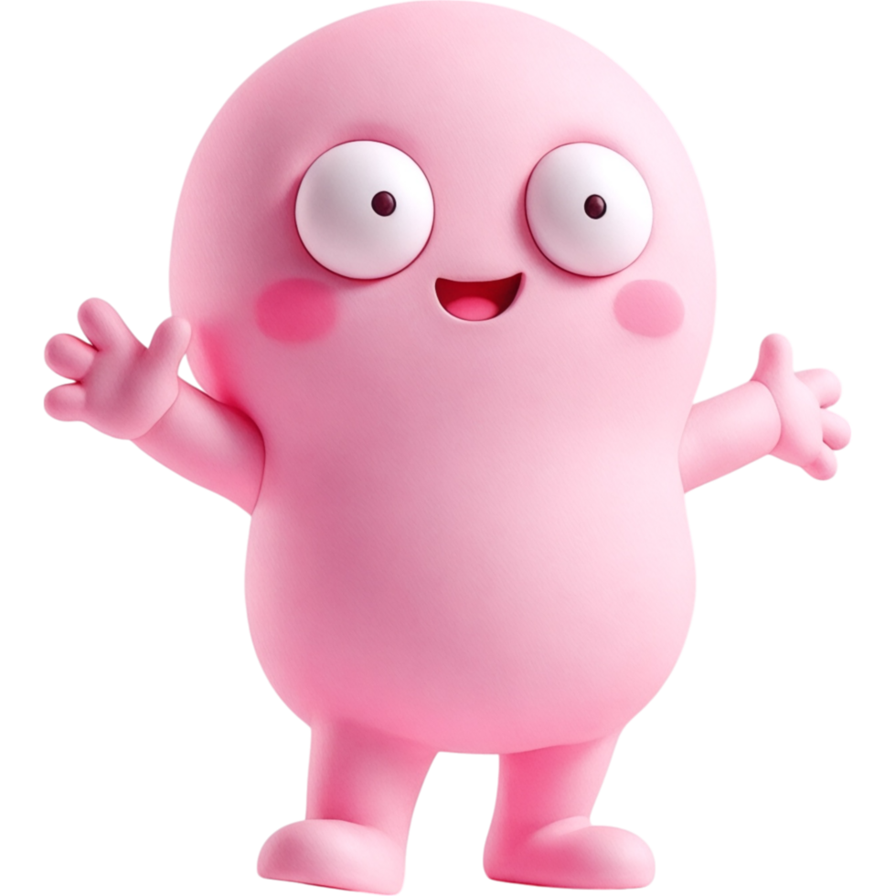 Pink Amorphous Blob Character with Quirky Expression and Wobbly Shape png