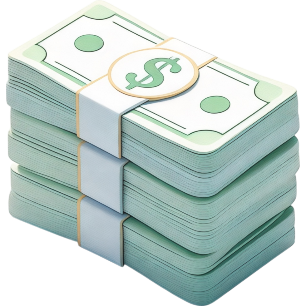 Stack of Green Bills with Dollar Sign and Realistic Texture png