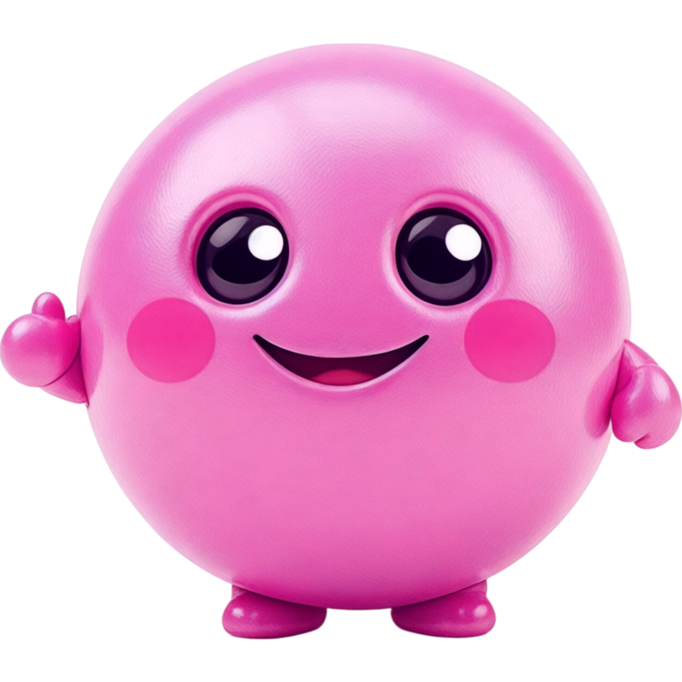Pink Smiling Ball Character with Simple Features and Happy Expression png