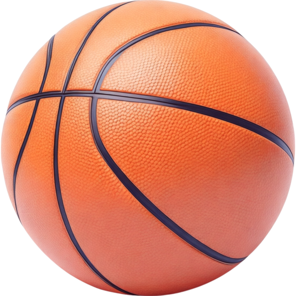 Classic Orange Basketball with Detailed Texture and Lines png