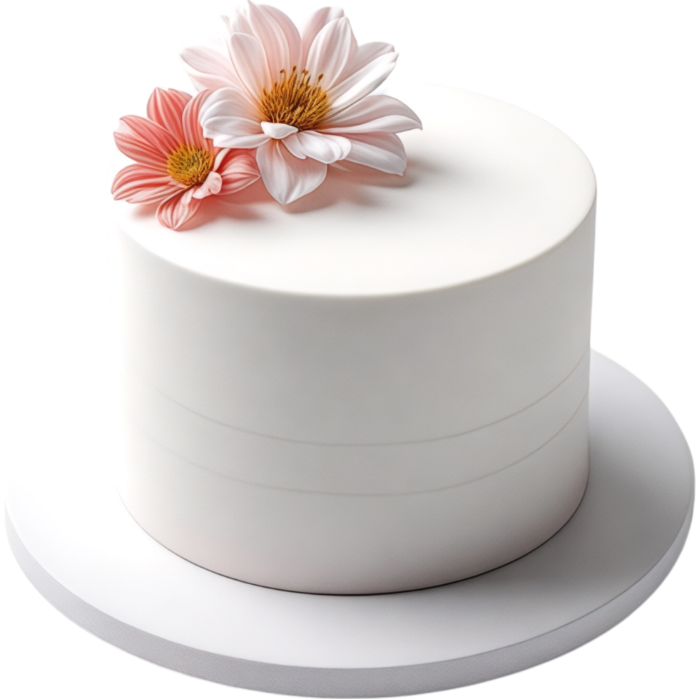 Round White Buttercream Cake with a Single Dahlia png