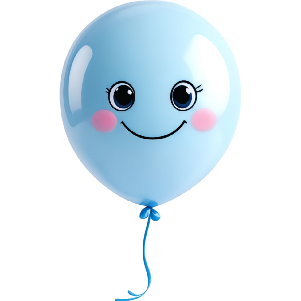 Light Blue Balloon with Smiling Face png
