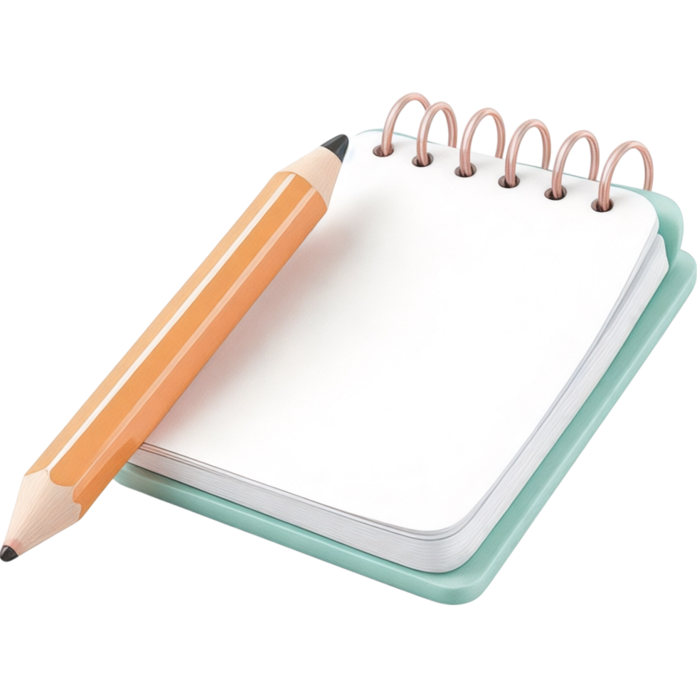 Open Notepad with Pencil Beside It png