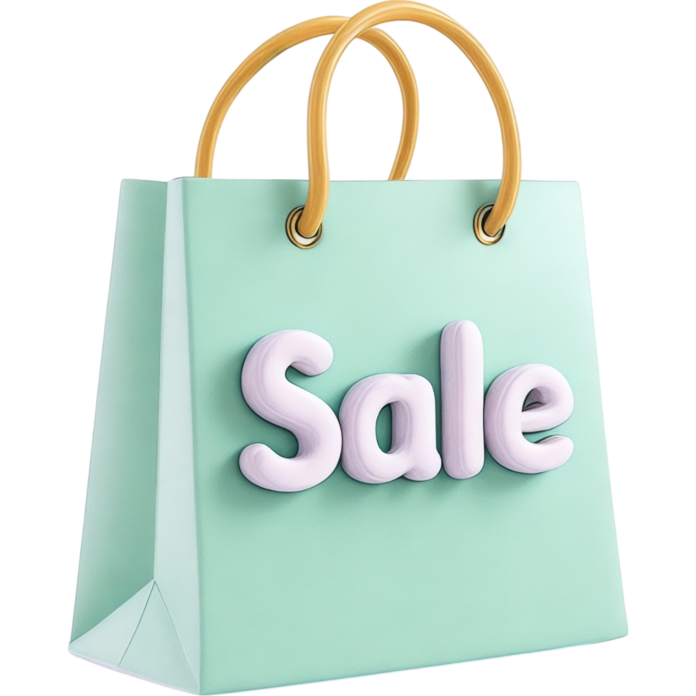 Light Green Shopping Bag with Sale Text png
